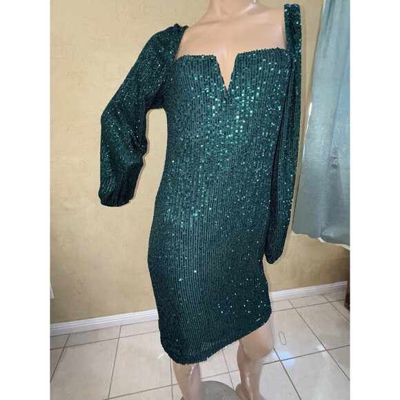 Party Dress green sequins size L Guess - Picture 2 of 16